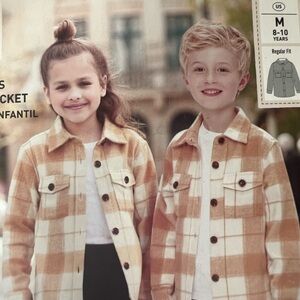 Kids Tan Plaid Shacket NWT M